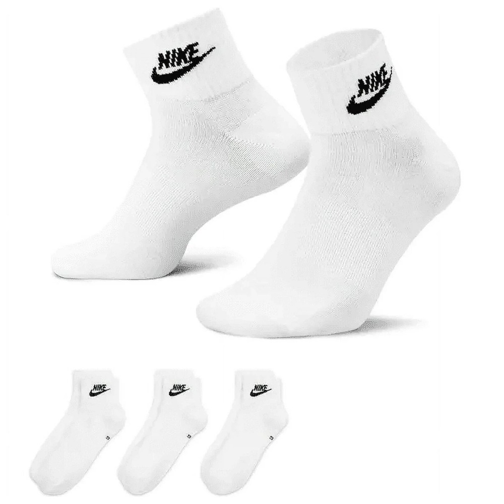 Nike Everyday Essential Socks 3 Pairs White Ankle Sock DX5074-101 Large New Tags
